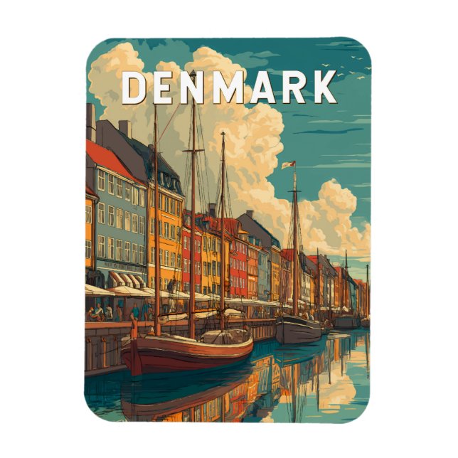 Denmark Illustration Travel Art Vintage Magnet (Vertical)