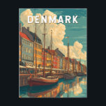 Denmark Illustration Travel Art Vintage Postcard<br><div class="desc">Denmark in a vector art style. From the colourful canals of Copenhagen and historic castles to innovative cuisine and scenic cycling routes,  Denmark offers a perfect mix of modern design,  culture,  and laid-back living.</div>