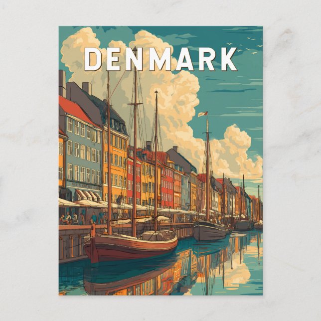 Denmark Illustration Travel Art Vintage Postcard (Front)
