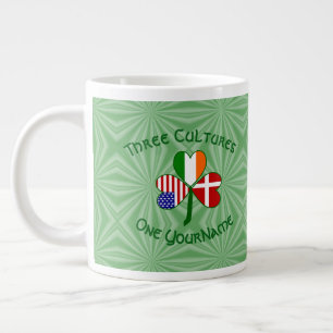 Denmark Ireland USA Shamrock Flag Personalised Large Coffee Mug
