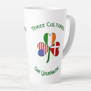Denmark Ireland USA Shamrock Flag Personalised Latte Mug
