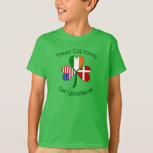 Denmark Ireland USA Shamrock Flag Personalised  T-Shirt