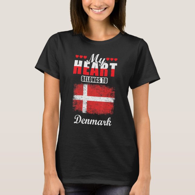 Denmark Love  My Heart Belongs To Denmark T-Shirt (Front)