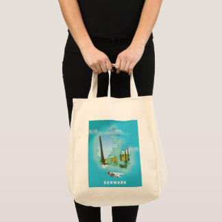 Denmark map illustrated travel poster. tote bag