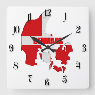 Denmark map square wall clock