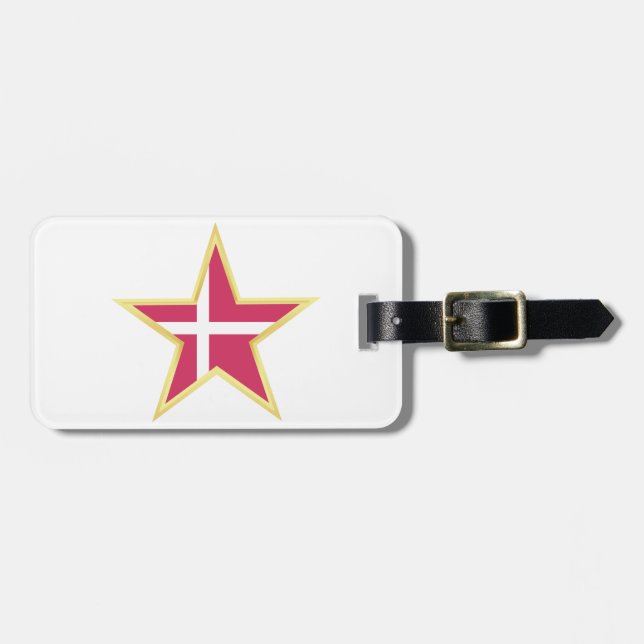 Denmark National Flag Star Shape Luggage Tag (Front Horizontal)