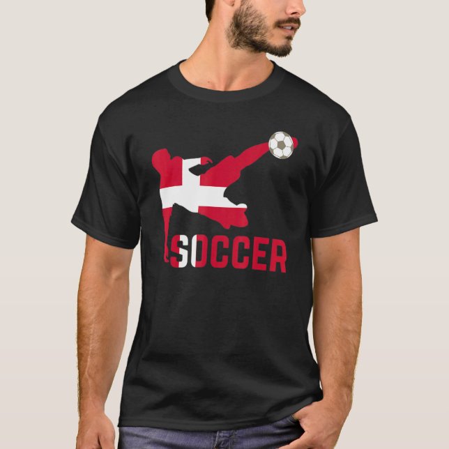Denmark National Soccer  Soccer Denmark Flag Footb T-Shirt (Front)