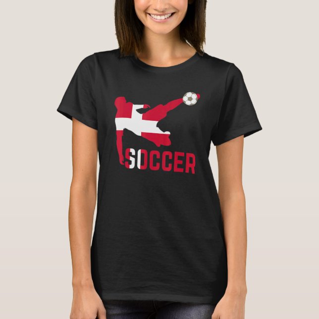Denmark National Soccer  Soccer Denmark Flag Footb T-Shirt (Front)