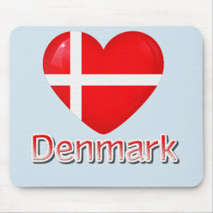 Denmark Pop Art Heart Flag Mouse Mat