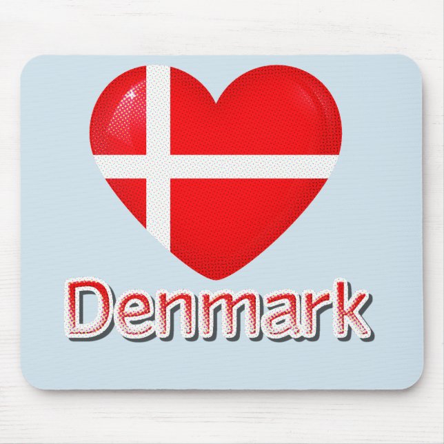 Denmark Pop Art Heart Flag Mouse Mat (Front)
