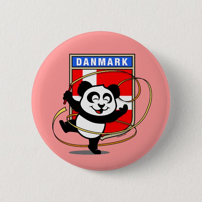 Denmark Rhythmic Gymnastics Panda 6 Cm Round Badge (Front)