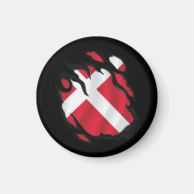 Denmark Ripped Flag Magnet (Front)
