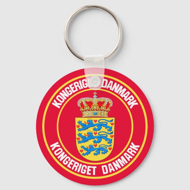 Denmark Round Emblem Key Ring (Front)