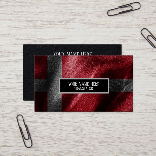 Denmark silk flag business card (Front/Back In Situ)