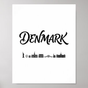 Denmark Skyline Travel Vacation Outfits Poster