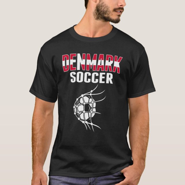Denmark Soccer Ball In Net Goal  Danish Football S T-Shirt (Front)