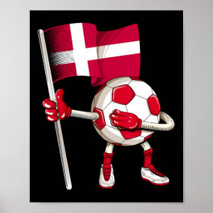 Denmark Soccer Jersey Danish Flag Footll Dab Funny Poster