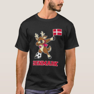 Denmark Soccer Reindeer Christmas Danish Flag Socc T-Shirt
