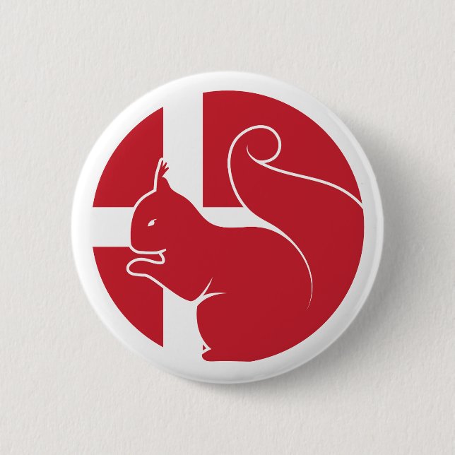 Denmark Squirrel Danish National Animal Flag 6 Cm Round Badge (Front)