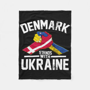 Denmark Stands With Ukraine Ukrainian Danish Flag  Fleece Blanket