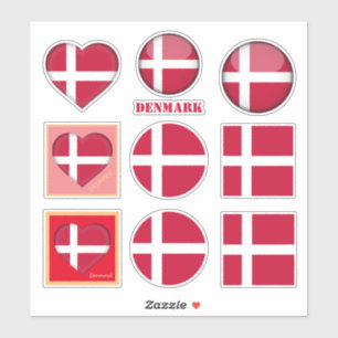 Denmark stickers & Danish Flag, Heart /sports