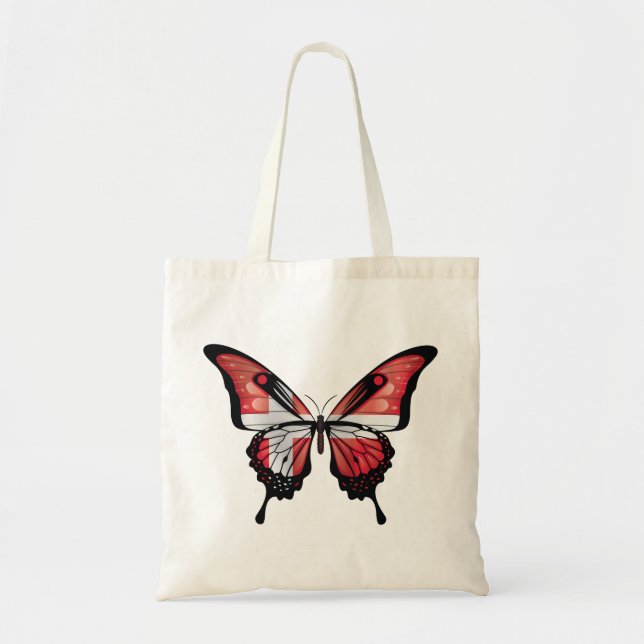 Denmark Swallowtail Butterfly Flag Sticker Tote Bag (Front)
