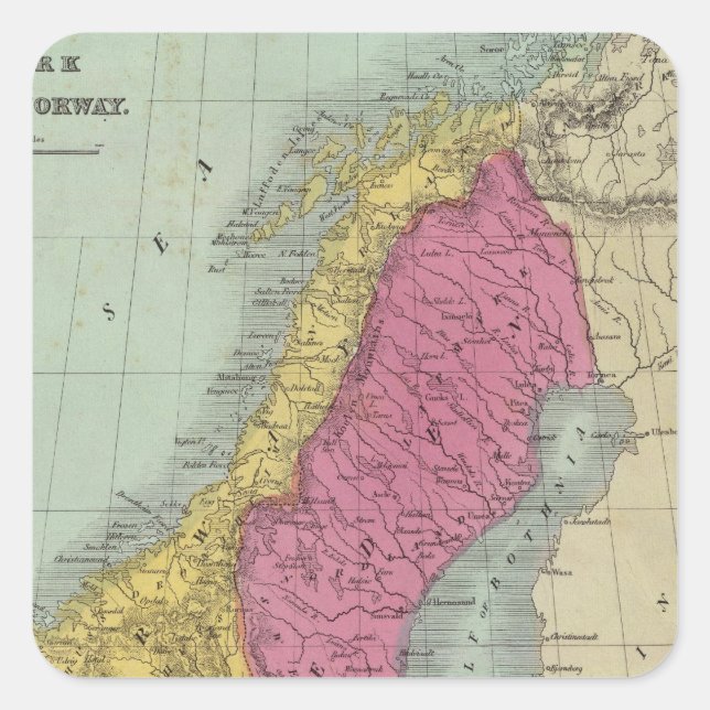 Denmark Sweden and Norway Square Sticker (Front)