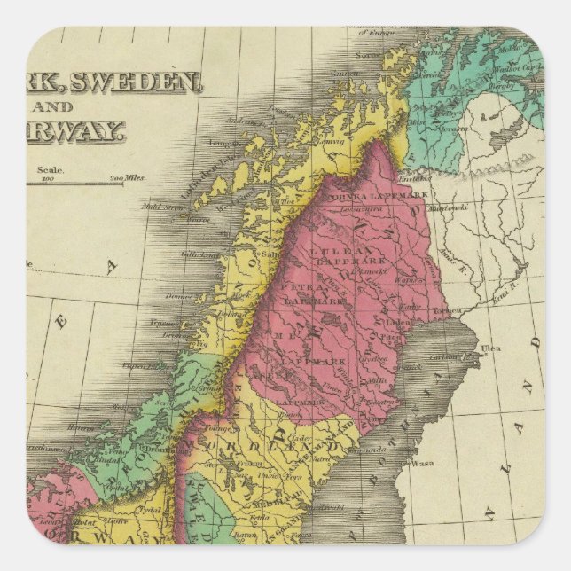 Denmark, Sweden, And Norway Square Sticker (Front)