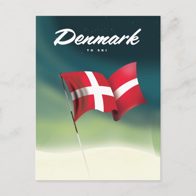 Denmark "To ski" Travel poster Postcard (Front)