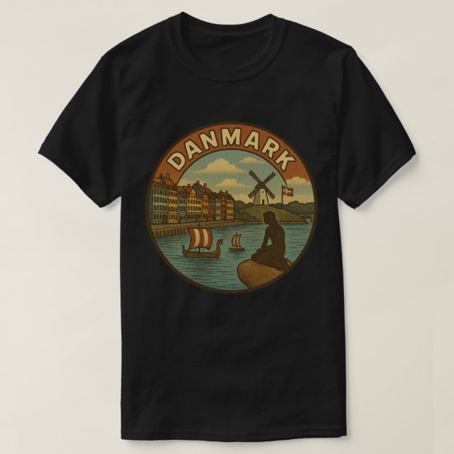 Denmark Travel Vintage T-Shirt (Design Front)
