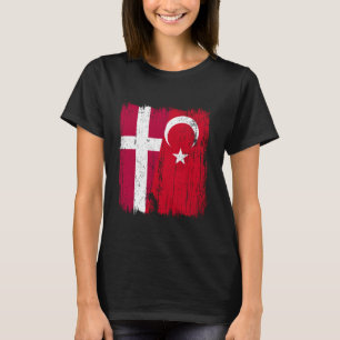 Denmark Turkey Half Flag Turkiye Danish Turkish He T-Shirt