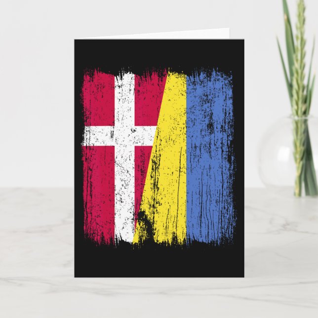 Denmark Ukraine Half Flag Danish Ukrainian Heritag Card (Front)