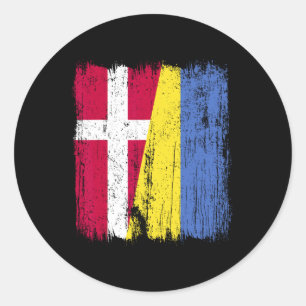 Denmark Ukraine Half Flag Danish Ukrainian Heritag Classic Round Sticker
