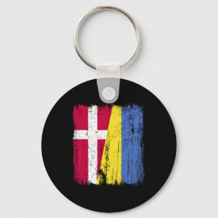Denmark Ukraine Half Flag Danish Ukrainian Heritag Key Ring