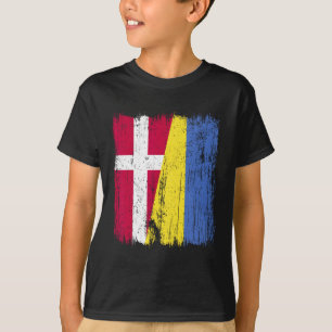 Denmark Ukraine Half Flag Danish Ukrainian Heritag T-Shirt