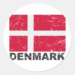Denmark Vintage Flag Classic Round Sticker