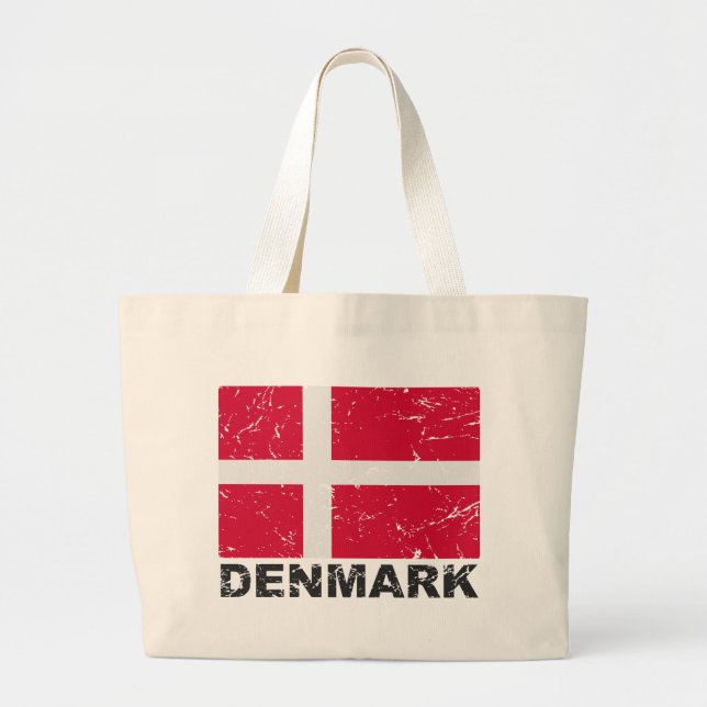 Denmark Vintage Flag Large Tote Bag (Front)