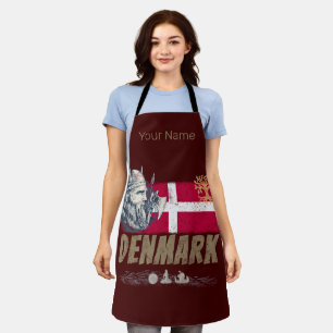 Denmark vintage flag viking and ship souvenir apron