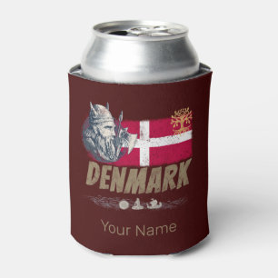 Denmark vintage flag viking and ship souvenir can cooler