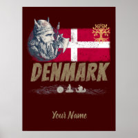 Denmark vintage flag viking and ship souvenir