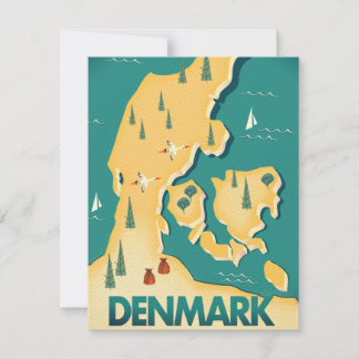 Denmark Vintage style map travel poster