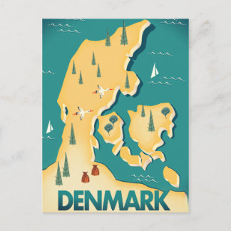 Denmark Vintage style map travel poster Postcard