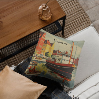 Denmark Vintage Travel Poster Cushion