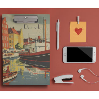 Denmark Vintage Travel Poster customisable Clipboard