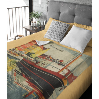 Denmark Vintage Travel Poster customisable Fleece Blanket