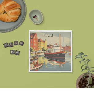 Denmark Vintage Travel Poster customisable Napkin