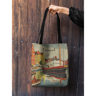 Denmark Vintage Travel Poster customisable Tote Bag