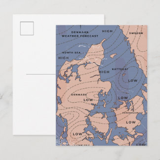 Denmark Vintage Weather forecast Invitation Postcard
