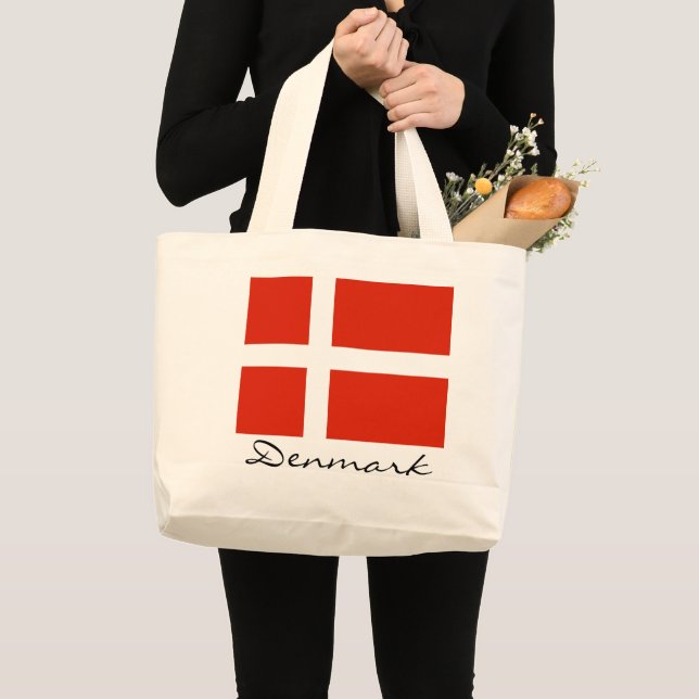 Denmark with Dannebrog Large Tote Bag (Front (Product))