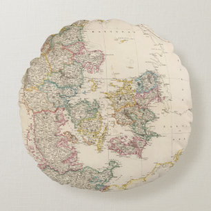 Denmark with inset map of Iceland Round Cushion